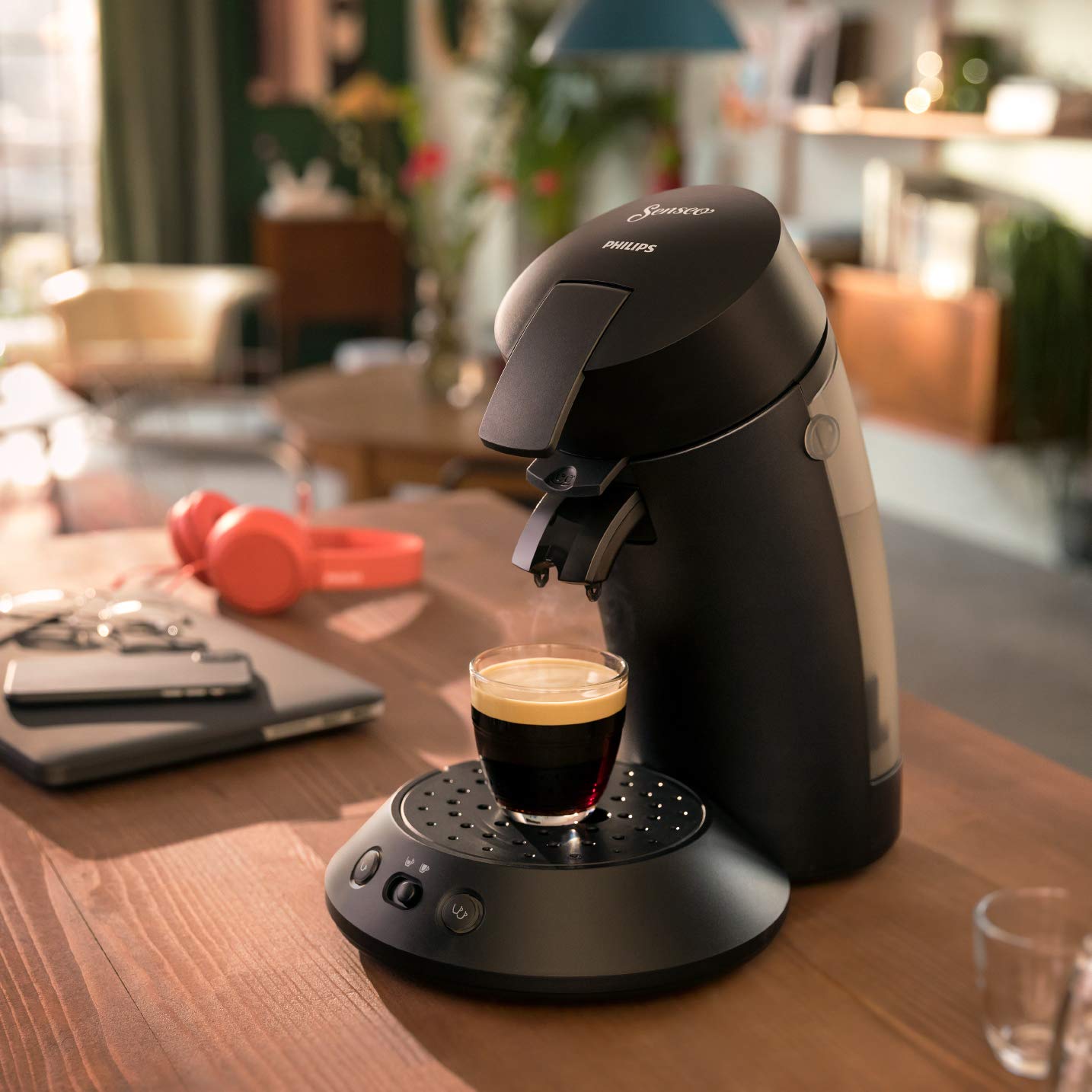 Machine à Café SENSEO Original Plus Noir Intense CSA210/61 - Booster d'Arômes - Noir Intense - Azvero